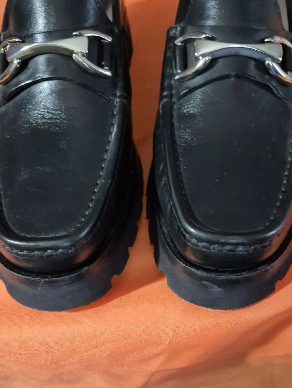 Donald  Pliner Black Leather Bit Loafers with Silver Hardware Mens 8